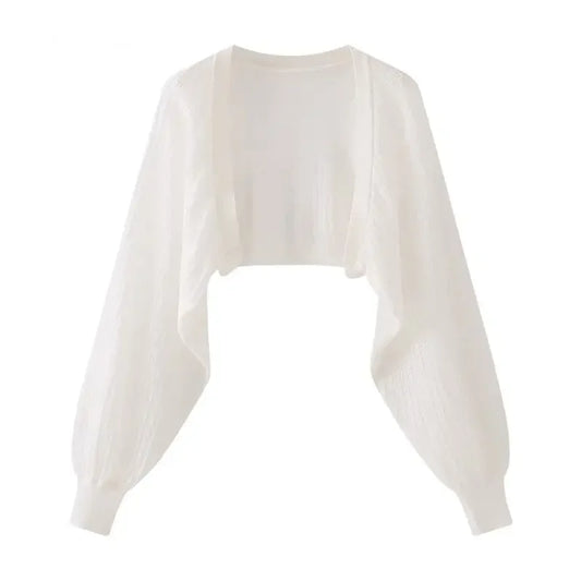 French Ice Silk Knitted Sun-Proof Cardigan Top Women'S Summer Thin Jacket Waistcoat Suspender Skirt Shawl Outer Match Blouse