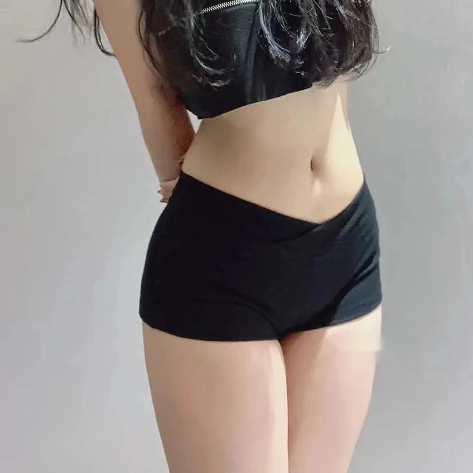 Simple Black Dance Fitness Running Ultra Short Sports Casual Shorts Female Summer Tight Low Waist Sexy Korean