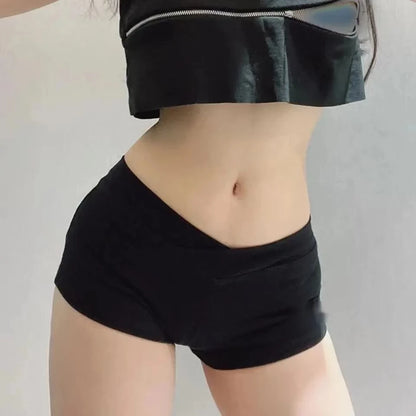 Simple Black Dance Fitness Running Ultra Short Sports Casual Shorts Female Summer Tight Low Waist Sexy Korean