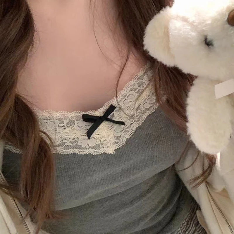 1Pc Women'S Camisole Sleeveless Tank Tops Solid Color Slim Fashion Lace Stitching with Chest Pad