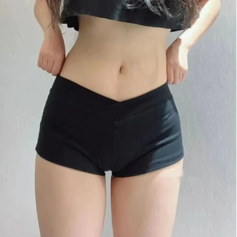 Simple Black Dance Fitness Running Ultra Short Sports Casual Shorts Female Summer Tight Low Waist Sexy Korean