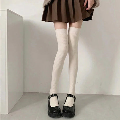 1/3 Pairs Women Classic Striped Knee High Stockings Fashionable Versatile Black White Gray Solid Color Comfortable Stockings ﻿
