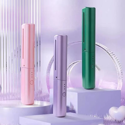 Straight Hair Comb Electric Hot Comb 2 in 1 Upgrade Version Wireless Hair Straightener and Curler USB Charging